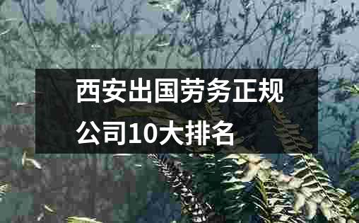 西安出国劳务正规公司10大排名