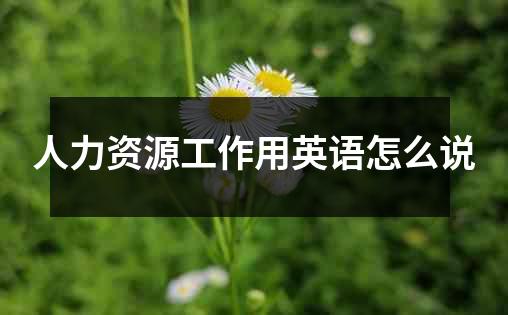 人力资源工作用英语怎么说