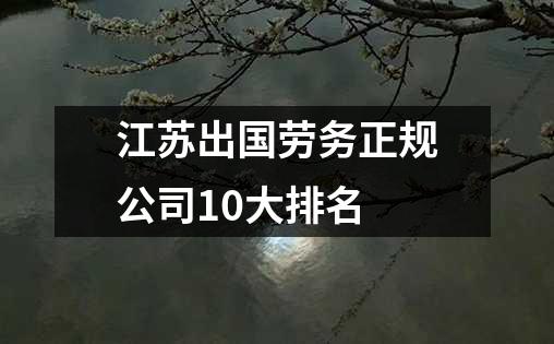 江苏出国劳务正规公司10大排名