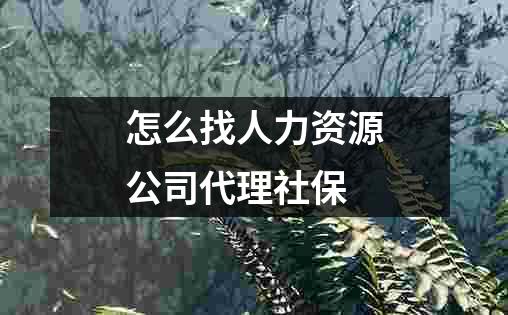 怎么找人力资源公司代理社保