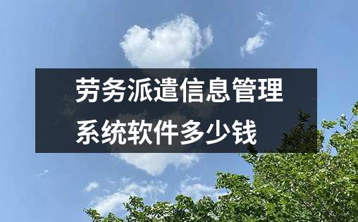 劳务派遣信息管理系统软件多少钱