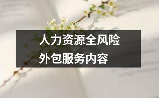 人力资源全风险外包服务内容