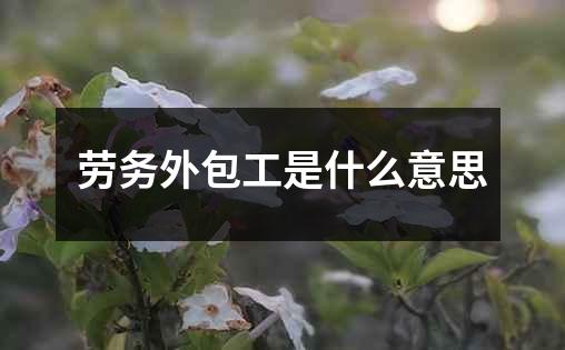 劳务外包工是什么意思