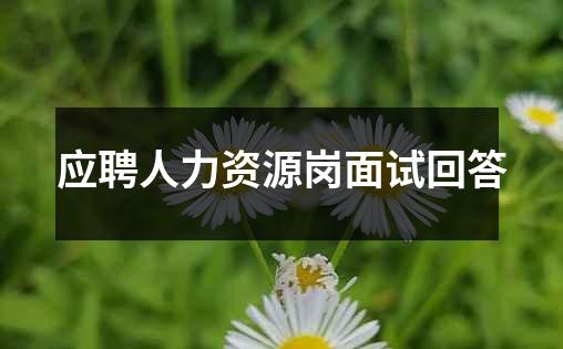 应聘人力资源岗面试回答