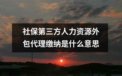 社保第三方人力资源外包代理缴纳是什么意思