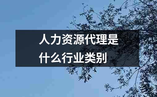 人力资源代理是什么行业类别