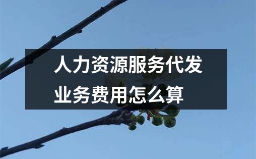 人力资源服务代发业务费用怎么算