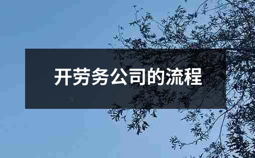 开劳务公司的流程