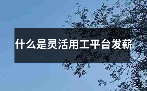 什么是灵活用工平台发薪