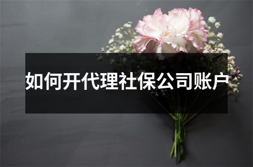 如何开代理社保公司账户