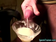 Fetish bitch dick sucking cum drink