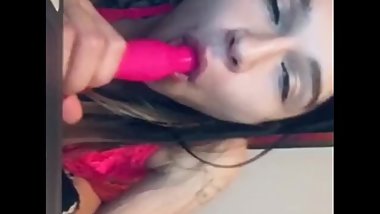 Sucking my pink dildo for 16 minutes strait