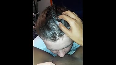 White guy eating black pussy