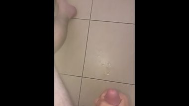 Toilet wank and huge cum shot