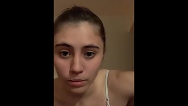 High teen shows hard nips on livestream