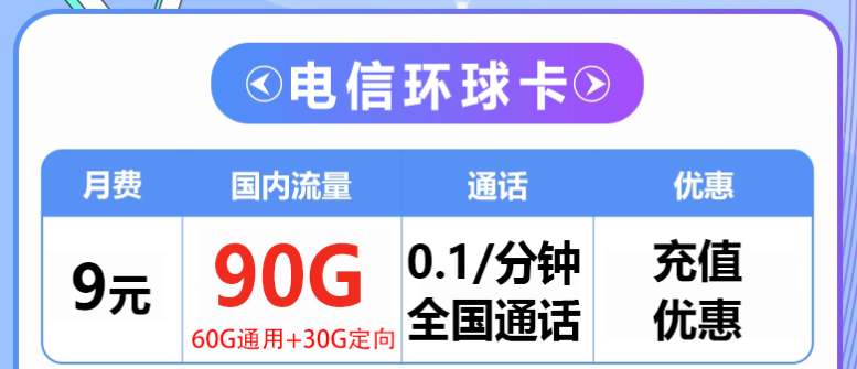 贵阳电信流量卡 充值立享100G大流量优惠长达一年无合约