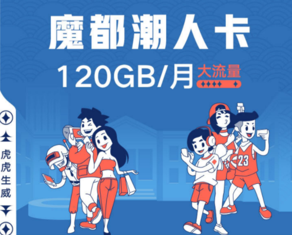 上海魔都潮人卡 联通流量卡套餐首月仅需19元享120G不限速流量+300分语音通话