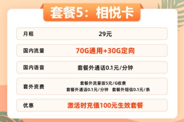 全天刷抖音都可以的流量卡套餐 联通29元100G大流量19元95G流量全国可用上网卡