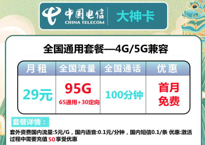 流量卡都需要首充吗？电信流量卡【电信大神卡、银河卡】官方套餐长期资费手机卡