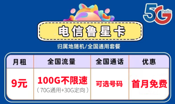 两全其美的流量卡套餐推荐 低月租仅需9元可享100G全国不限速大流量