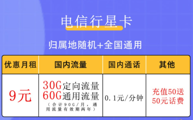 个人购买流量的激活方式有哪些？电信行星卡、昌荣卡优惠套餐最低9元