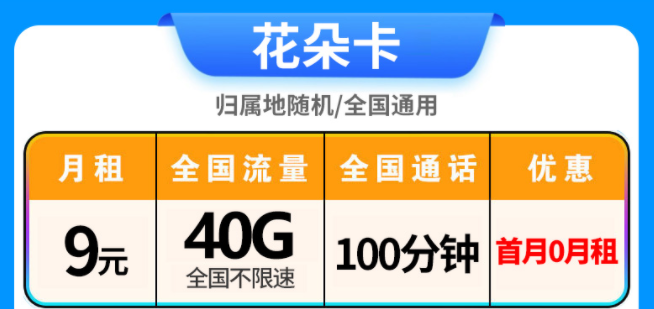 超值优惠套餐低月租大流量手机流量卡 中国电信花朵卡9元流量卡套餐介绍