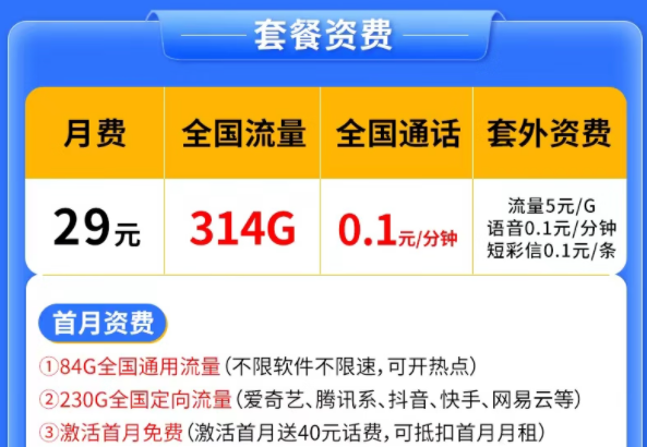 电信流量卡套餐推荐|电信天星卡、逸梦卡|29元、30元套餐|首月0元免费用