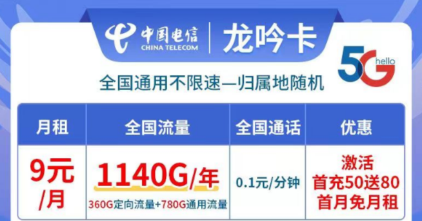 线上有哪些好用又资费低的流量卡套餐？9元月租、0月租免费用|电信龙吟卡、小优卡