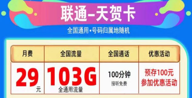 为什么线上的流量卡这么划算？联通纯通用流量卡|天贺卡29元103G、至尊卡29元203G|+免费通话