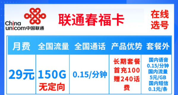 线上买的流量卡归属地可以改吗？联通春福卡29元150G纯通用