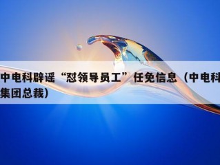 中电科辟谣“怼领导员工”任免信息（中电科集团总裁）