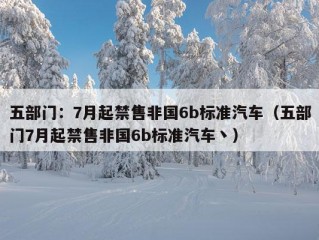 五部门：7月起禁售非国6b标准汽车（五部门7月起禁售非国6b标准汽车丶）