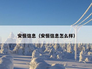 安恒信息（安恒信息怎么样）