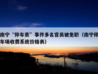 南宁“停车贵”事件多名官员被免职（南宁停车场收费系统价格表）