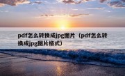 pdf怎么转换成jpg图片（pdf怎么转换成jpg图片格式）