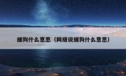 细狗什么意思（网络说细狗什么意思）