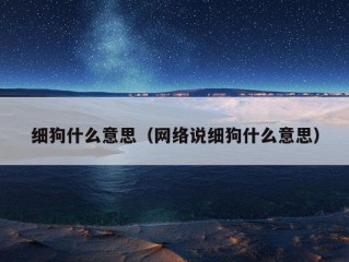 细狗什么意思（网络说细狗什么意思）