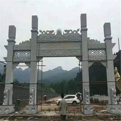 大理石石雕户外村口大型石牌坊雕塑
