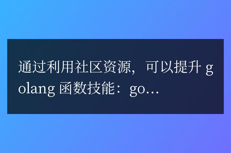 通过社区资源提升golang函数技能