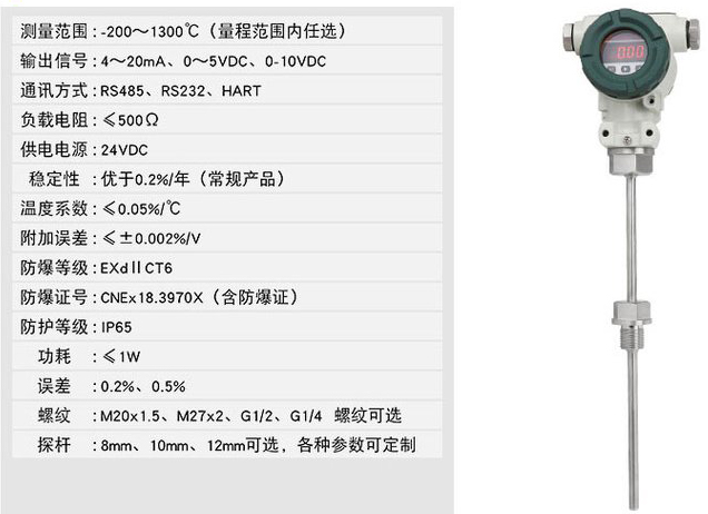 溫度變送器技術(shù)參數(shù)對照表