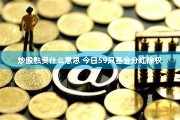 炒股融资什么意思 今日59只基金分红除权