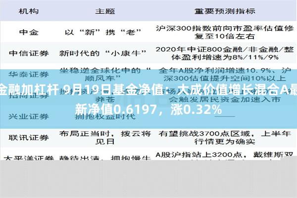 金融加杠杆 9月19日基金净值：大成价值增长混合A最新净值0.6197，涨0.32%