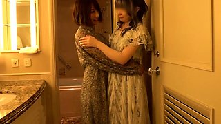 Japanese lesbians lick pussy passionately