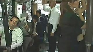 Japanese bukkake in a public bus