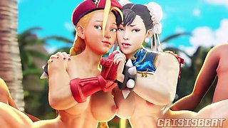 Chun li and Cammy Beach Fun Fuck