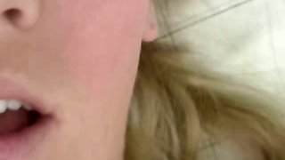 Blonde pregnant slut masturbating using purple dildo