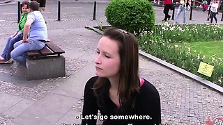 Bitch STOP - Pretty brunette fucking in public toilet