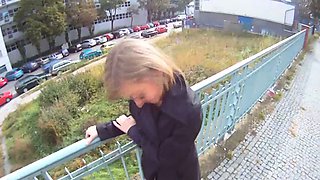 Fucking Glasses - Blonde cutie tricked into outdoor sex