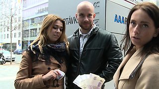 Amazing Busty Teen and Her BF Gets Money for Public SEX