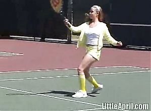 Teen masturbates outdoors after tennis